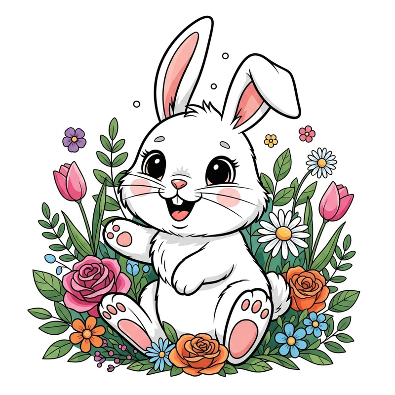 Cute Rabbit Coloring Book Illustration Cute Rabbit Coloring Book Illustration