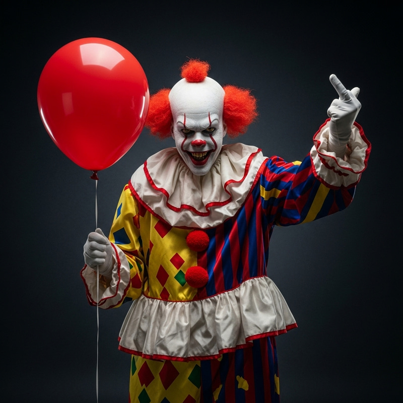 Evil Clown IT: Grinning with a Red Balloon Evil Clown IT: Grinning with a Red Balloon
