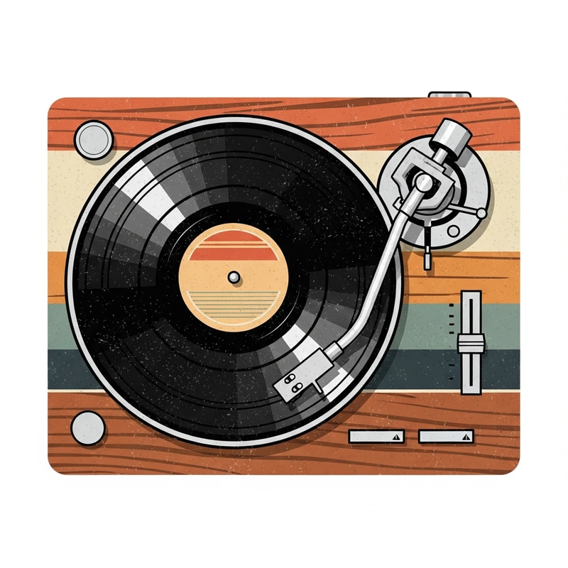 Retro Vinyl Record Player T-Shirt Design