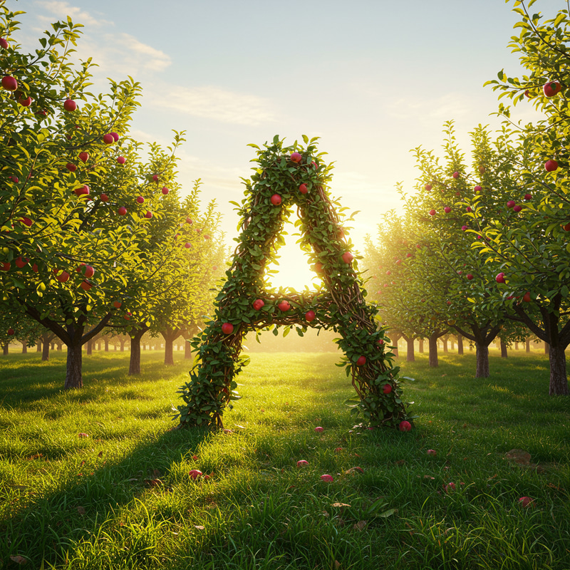 Letter A Drawing in an Apple Orchard Letter A Drawing in an Apple Orchard