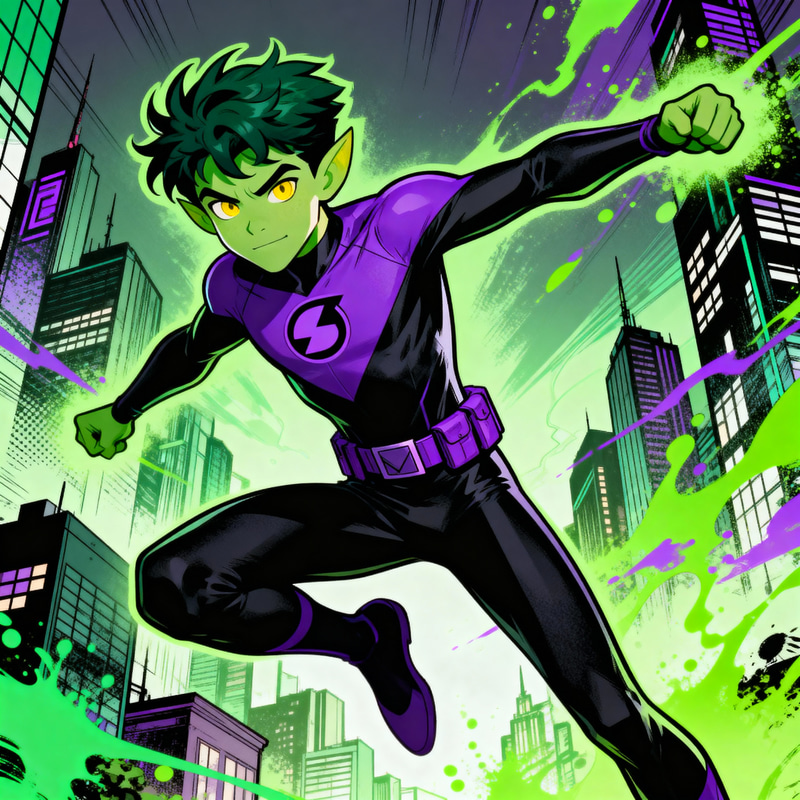 Teen Titans Beast Model Illustration - Playful & Energetic