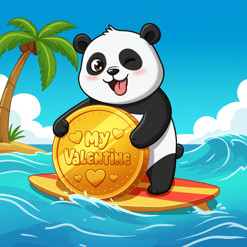 Cheerful Panda Logo - My Valentine Surfboard Cheerful Panda Logo - My Valentine Surfboard