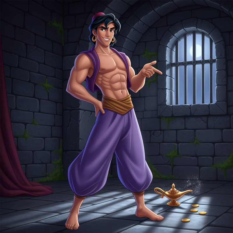 Muscular Aladdin in Seductive Dungeon Art Muscular Aladdin in Seductive Dungeon Art