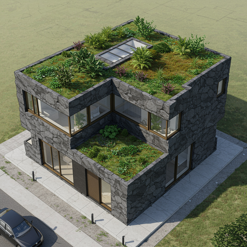 Unique L-Shaped Rock-Style House Design Unique L-Shaped Rock-Style House Design