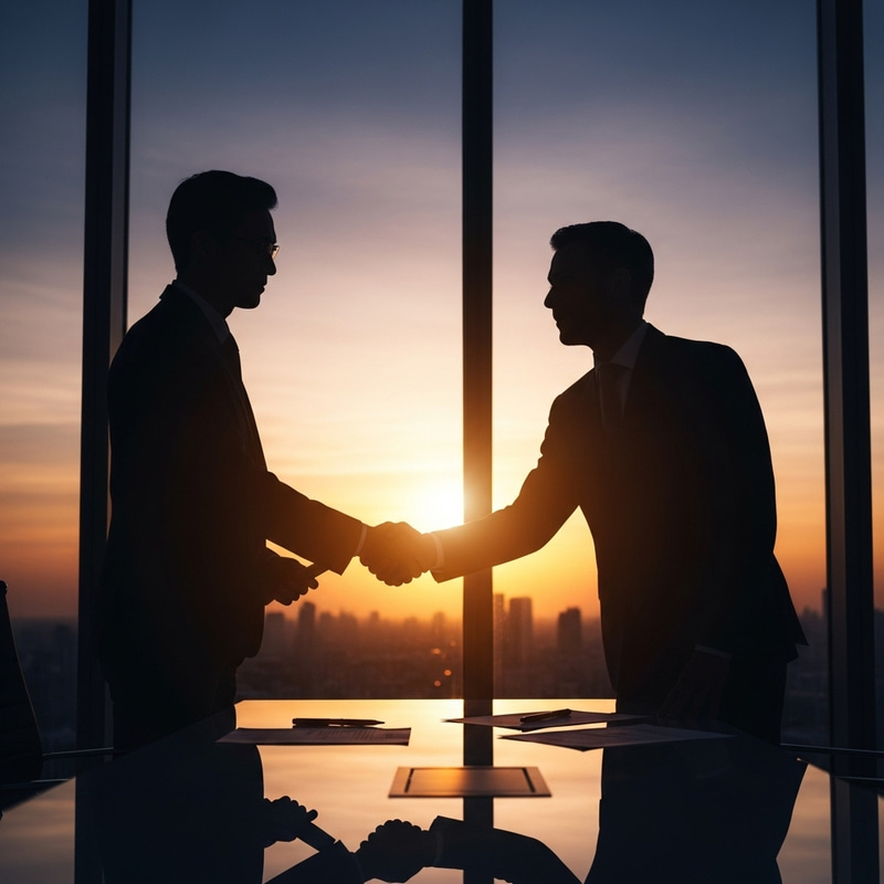 CEOs Signing Agreement Silhouette