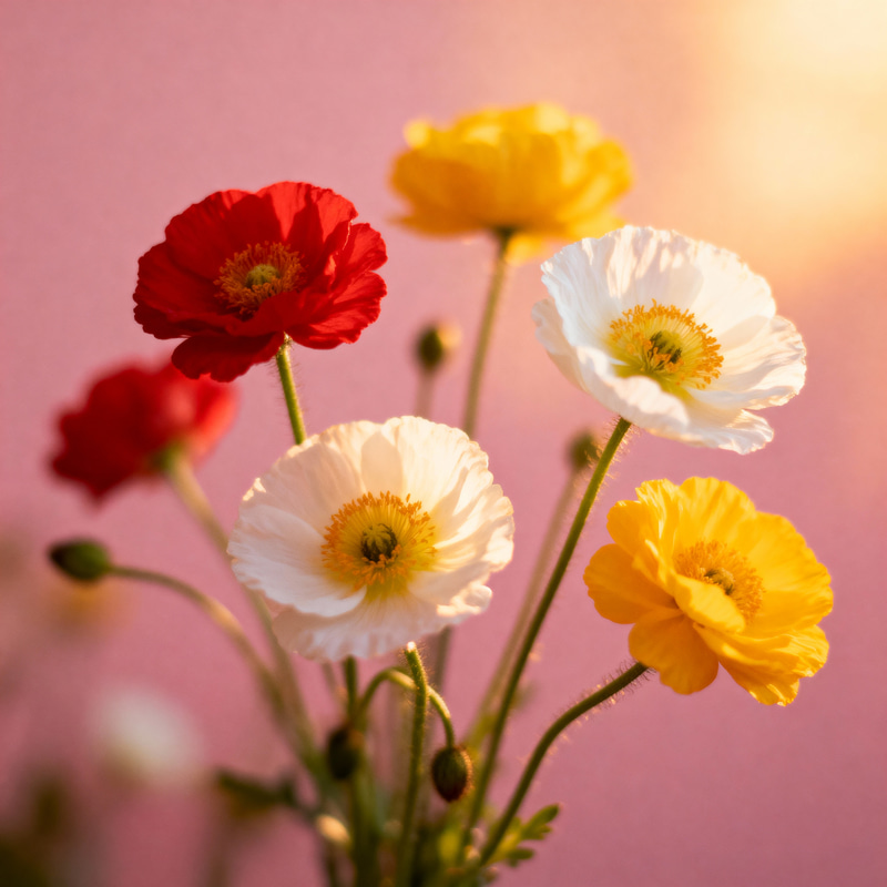 Stunning Flowers on a Pink Background Stunning Flowers on a Pink Background
