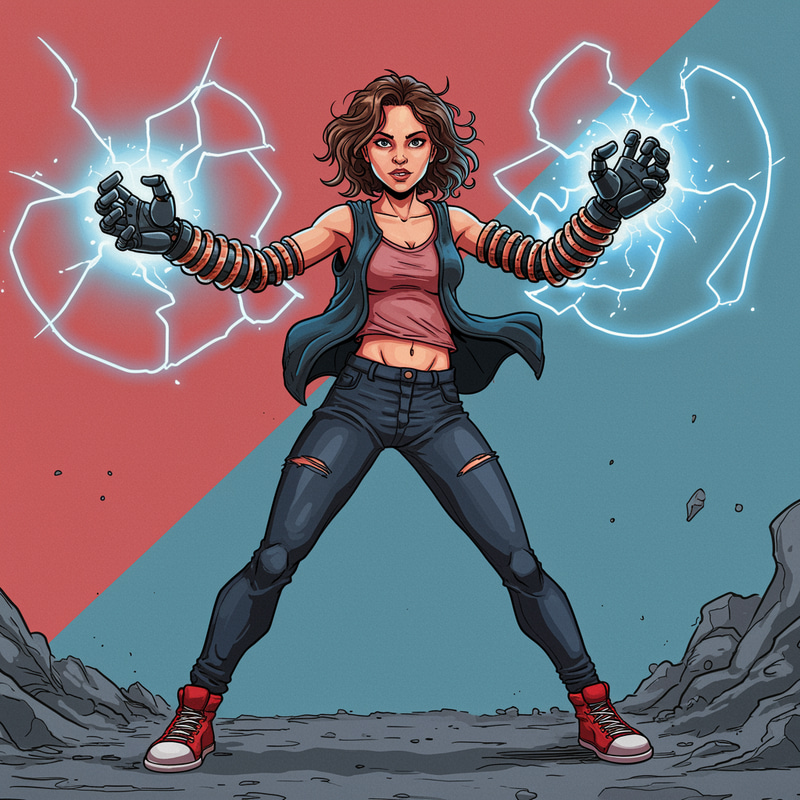 Dynamic Female Superhero with Electric Powers Dynamic Female Superhero with Electric Powers