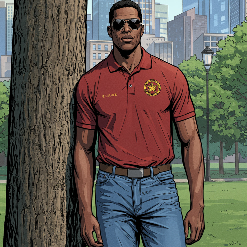 African American Marine in Comic Book Style African American Marine in Comic Book Style