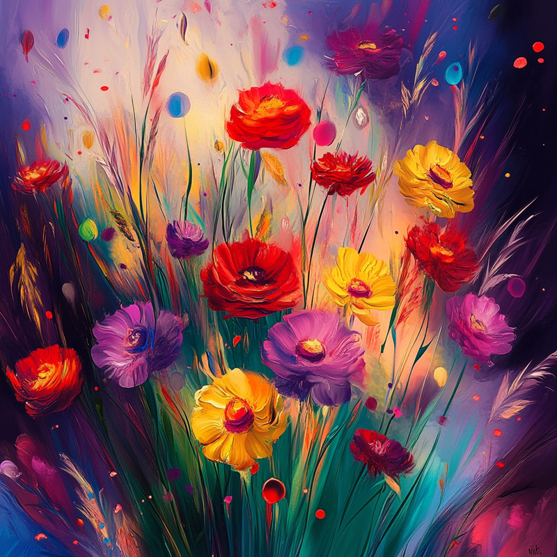 Vivid Abstract Grass Flowers - Impressive Watercolor Art