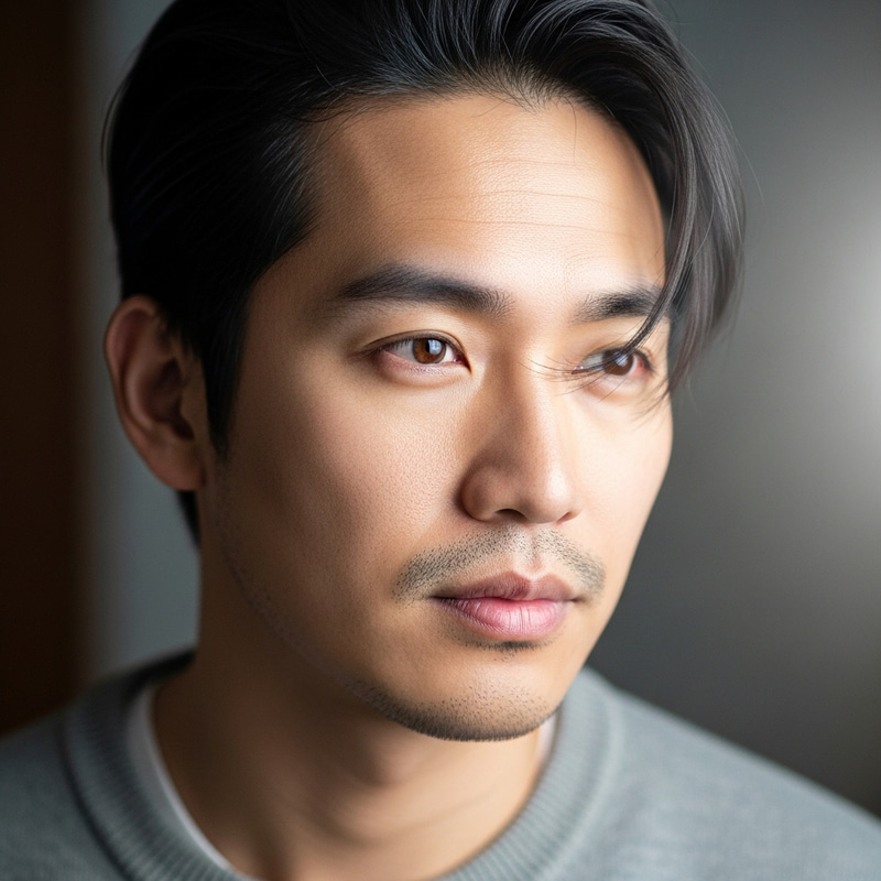 Stylish East Asian Male with Brushed Up Hair Stylish East Asian Male with Brushed Up Hair