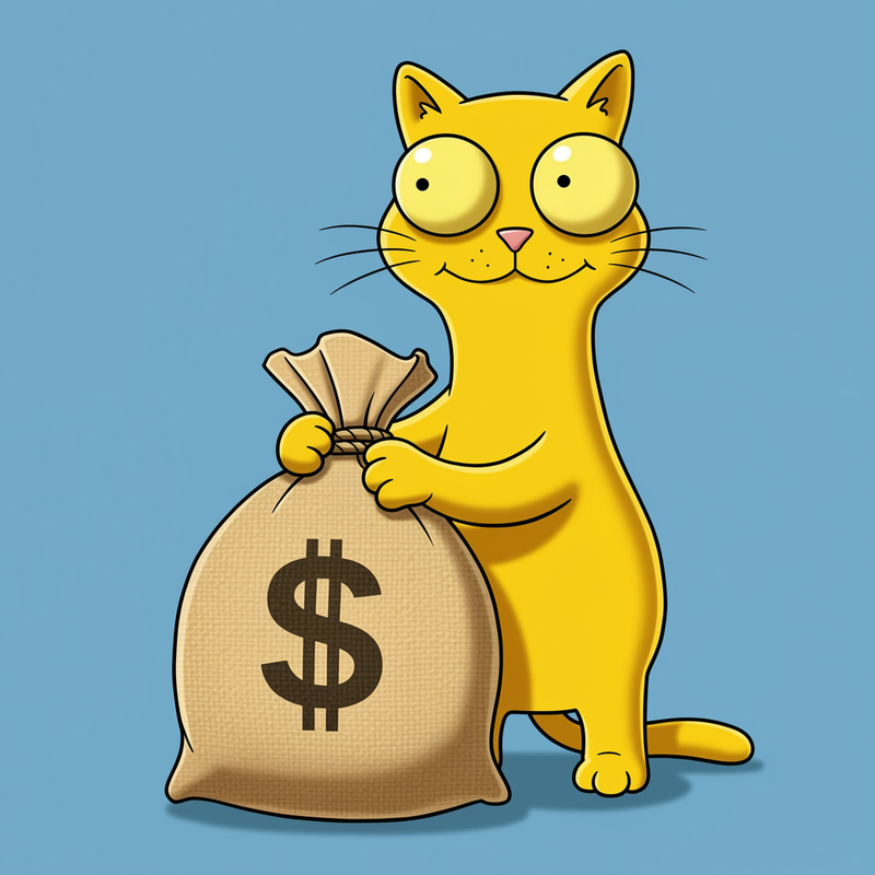 Simpson-Style Cat with Money Bag Simpson-Style Cat with Money Bag