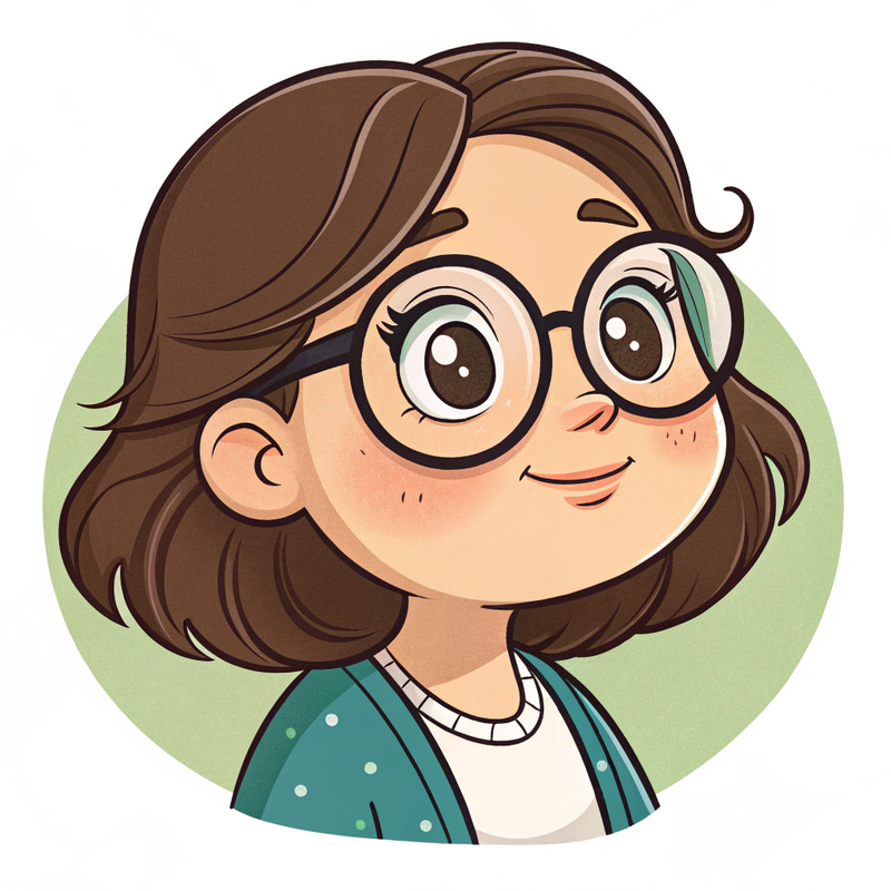 Chubby Cheek Cartoon Women with Big Eyeglasses Chubby Cheek Cartoon Women with Big Eyeglasses