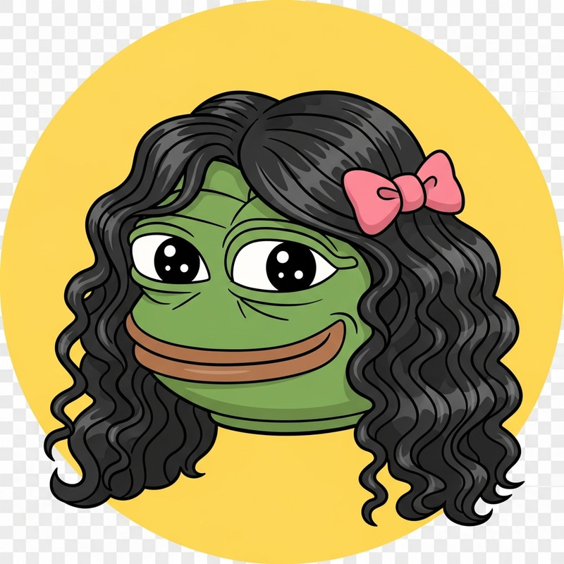 Pepe the Frog Girl Emoji - Dark Curly Hair Pepe the Frog Girl Emoji - Dark Curly Hair
