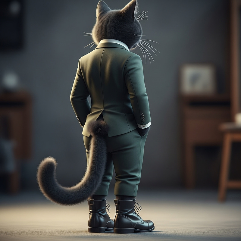 Humorous Black Anthro Cat Showing Its Rear Humorous Black Anthro Cat Showing Its Rear