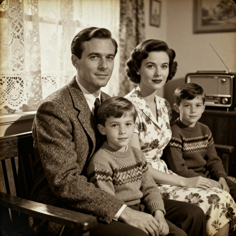 Restored Vintage Family Photograph - Enhanced Details