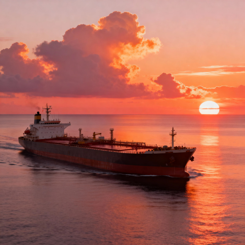 Oil Tanker at Sunset – A Stunning Maritime View Oil Tanker at Sunset – A Stunning Maritime View
