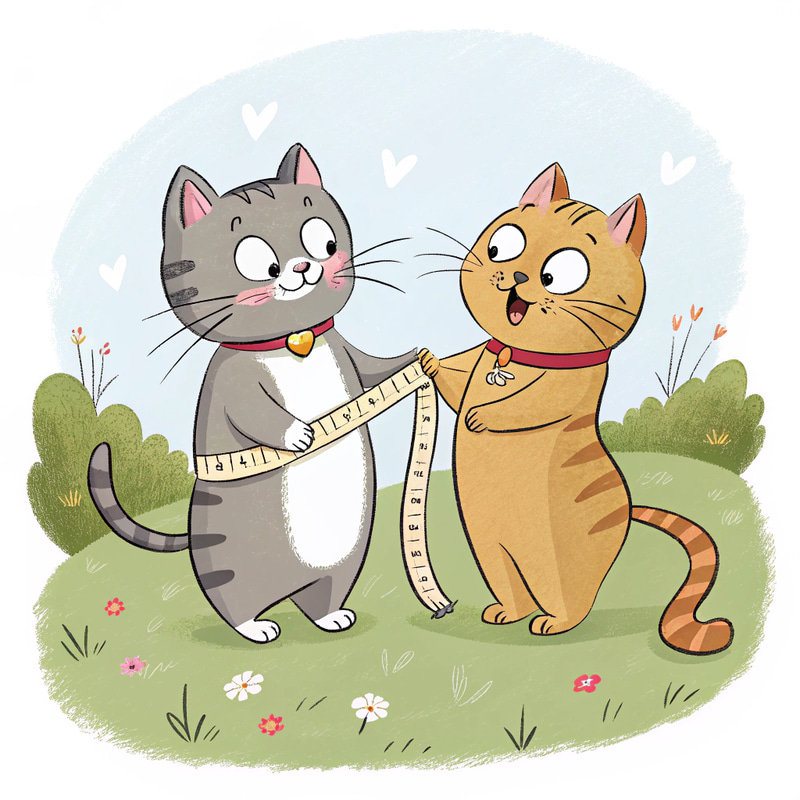 Cartoon Cats Measuring Waist: Fun and Playful Cartoon Cats Measuring Waist: Fun and Playful