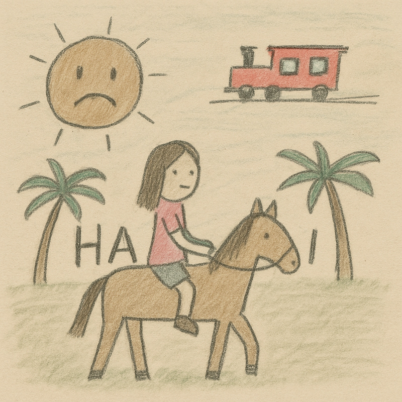 Simple Childlike Drawing of Hawaii Scene Simple Childlike Drawing of Hawaii Scene