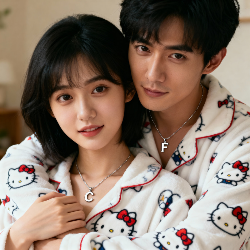 Couple in Matching Hello Kitty PJs Couple in Matching Hello Kitty PJs