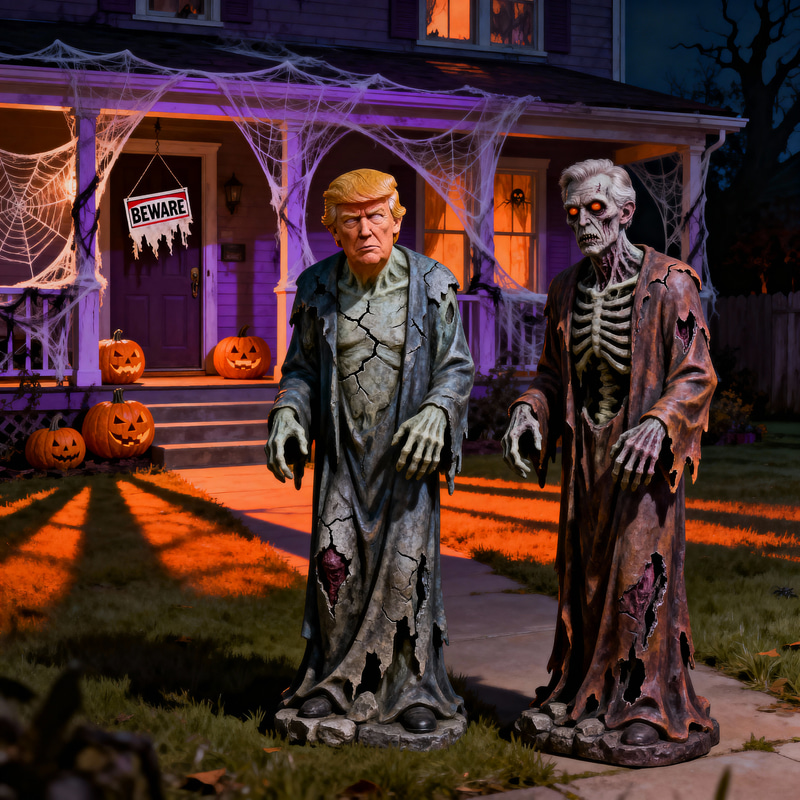 Trump and Miller Halloween Ghoul Statues