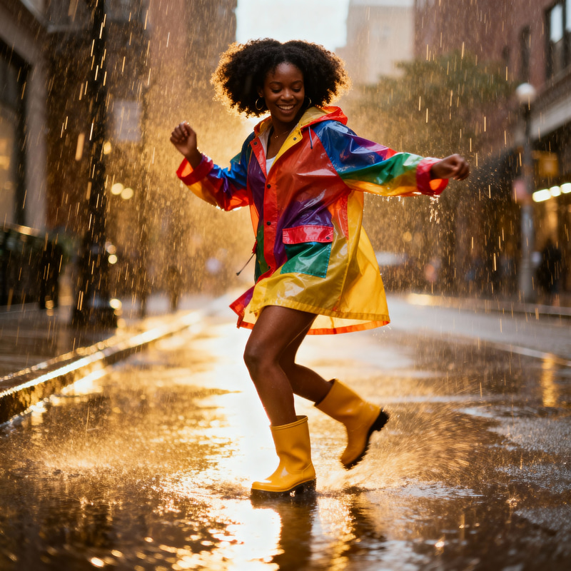 African American Woman Dancing in the Rain African American Woman Dancing in the Rain