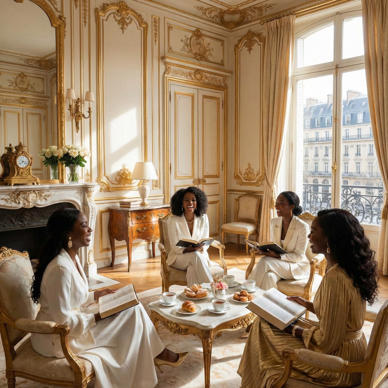 Elegant Black Women Studying the Bible in Paris Elegant Black Women Studying the Bible in Paris