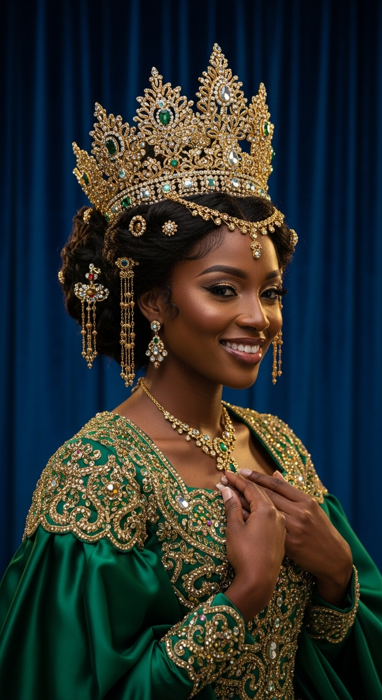 Beautiful African American Queen with Crown