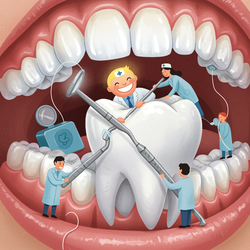 Mini Dentist: Teeth Cleaning in Human Mouth Mini Dentist: Teeth Cleaning in Human Mouth