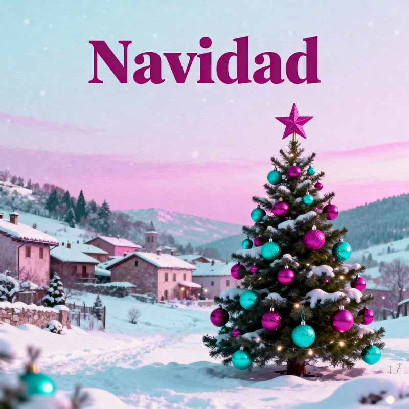 Christmas Card in Magenta and Turquoise Colors Christmas Card in Magenta and Turquoise Colors