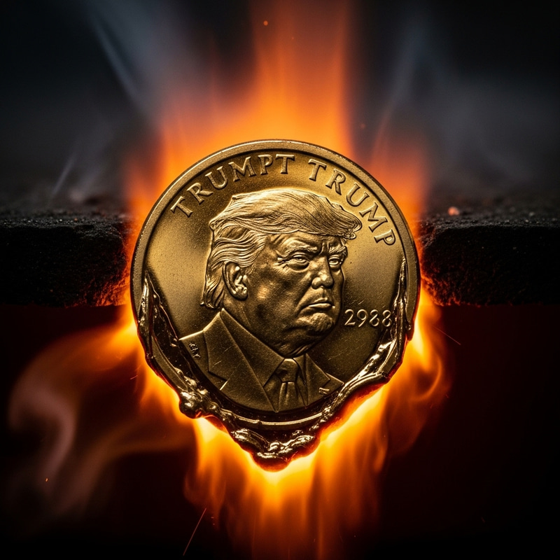 Melting Trump Coin Artwork Melting Trump Coin Artwork