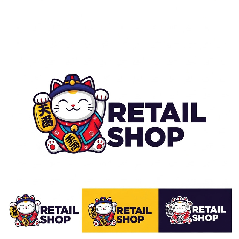 Vector Mascot Shop Logo & Maneki Neko Vector Mascot Shop Logo & Maneki Neko