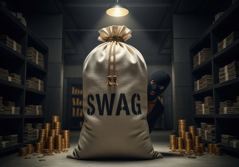 Giant Money Bag & Bandit: A Unique Visual