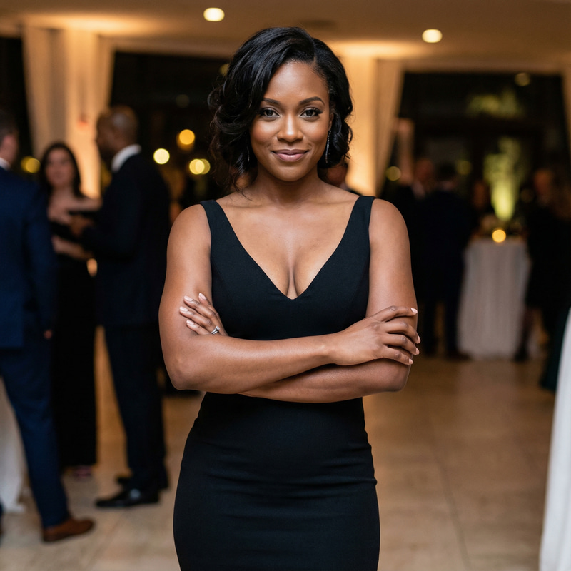 Seductive Black Beauty in Stylish Dress Seductive Black Beauty in Stylish Dress