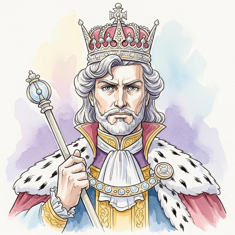 Watercolor Chess King Character Design | Story Illustrations