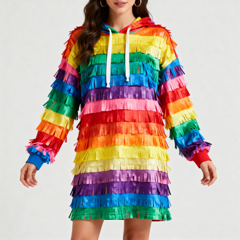 Colorful Piñata Hoodie Dress Pattern Colorful Piñata Hoodie Dress Pattern