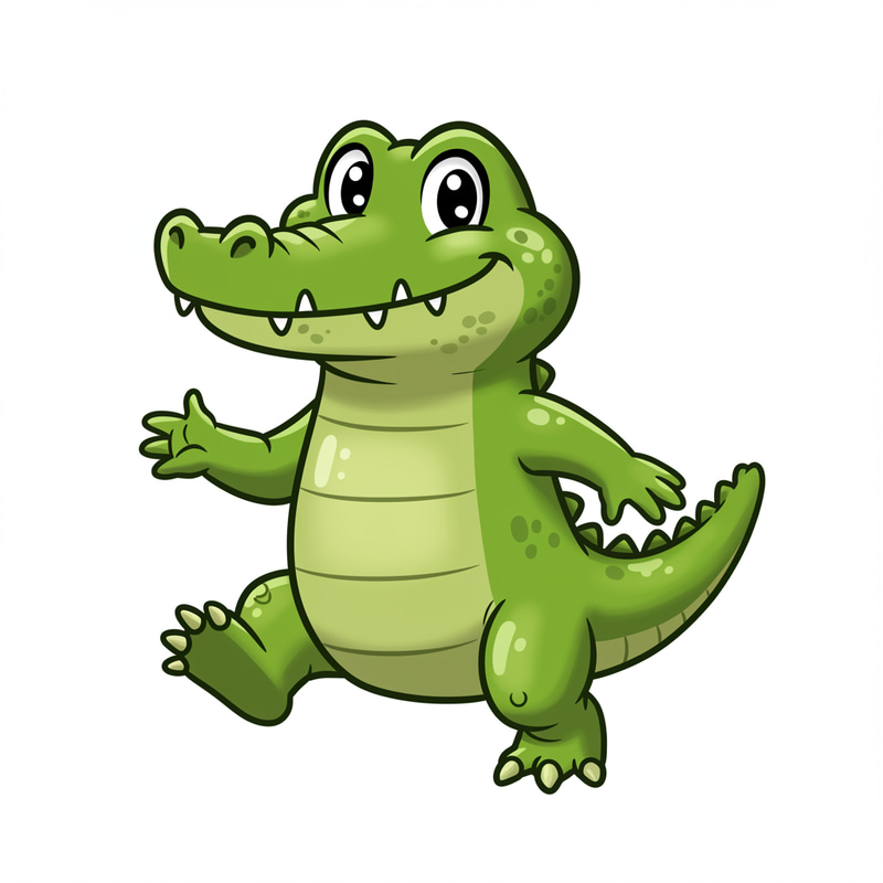 Friendly 2D Crocodile Mascot Design Friendly 2D Crocodile Mascot Design