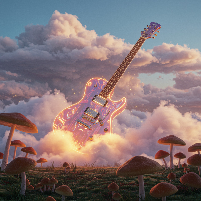 Electric Guitar in the Sky with Mushrooms Electric Guitar in the Sky with Mushrooms