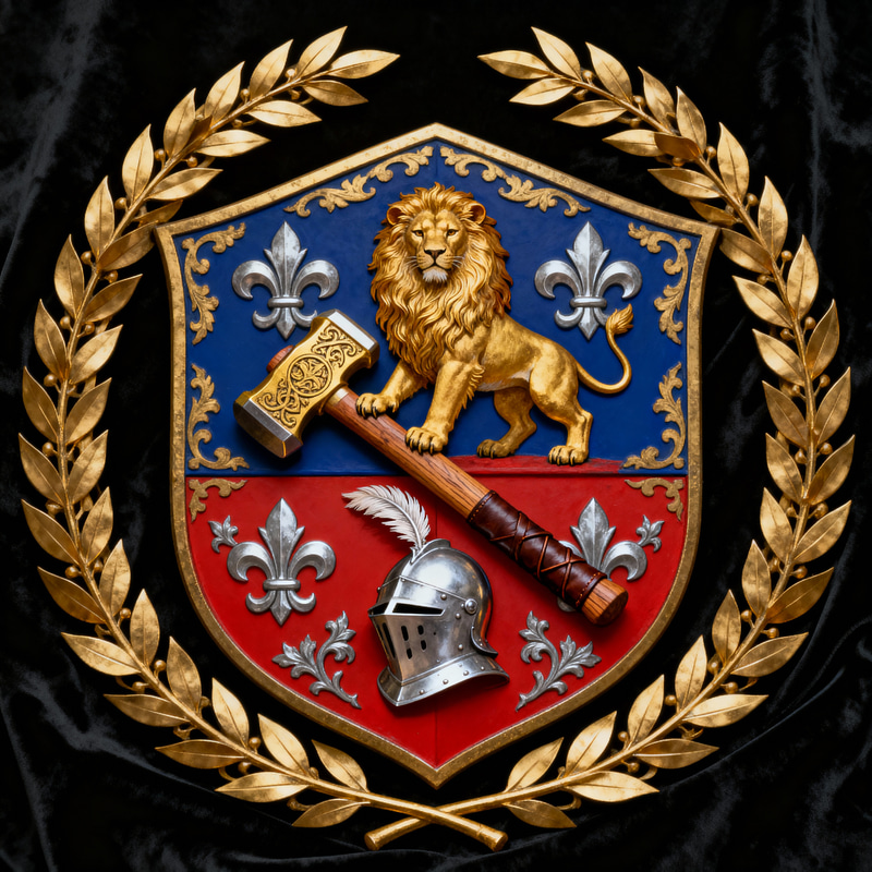 Family Crest with Laurel Wreath and Lion Design Family Crest with Laurel Wreath and Lion Design