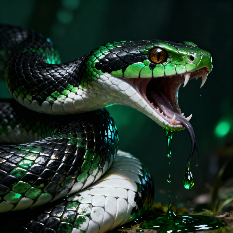 Majestic Green Viper: Snake Scales and Venom