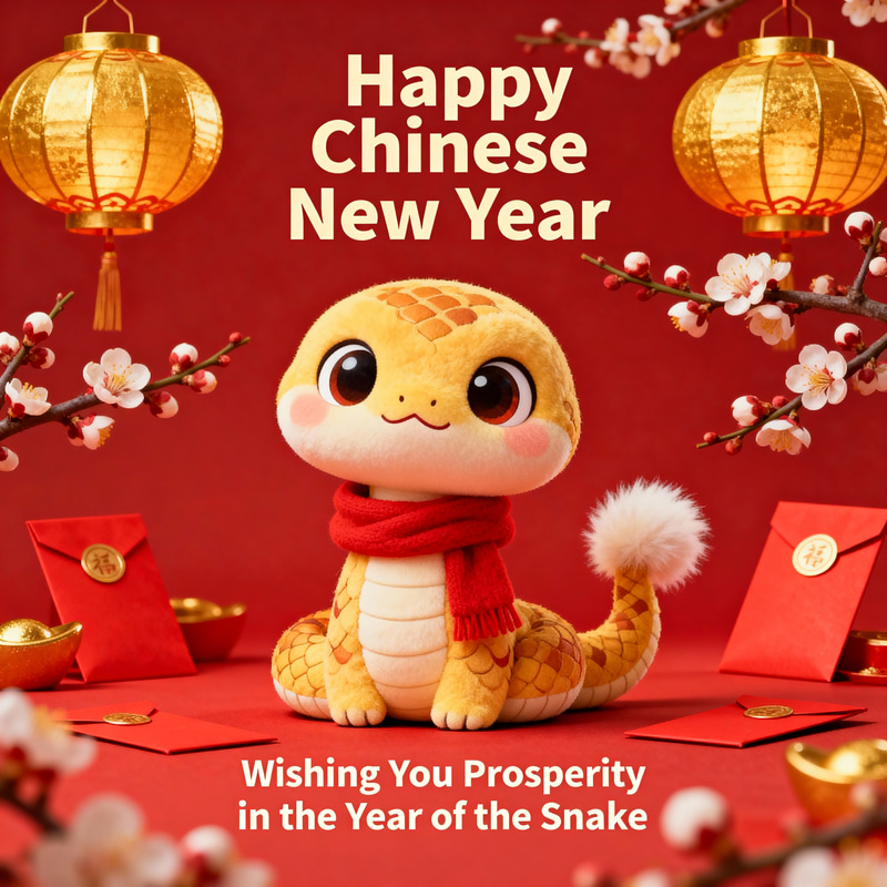 Adorable Chinese Snake New Year Greetings Adorable Chinese Snake New Year Greetings