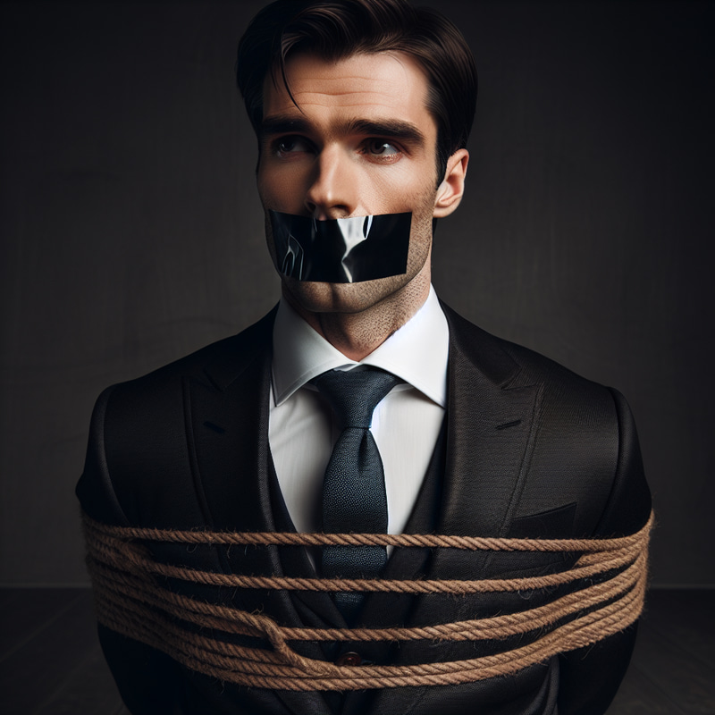 Resilient Businessman in Bound Suit | Dignified Captive Resilient Businessman in Bound Suit | Dignified Captive