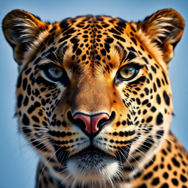 Majestic Leopard Close-Up with Cosmic Background Majestic Leopard Close-Up with Cosmic Background