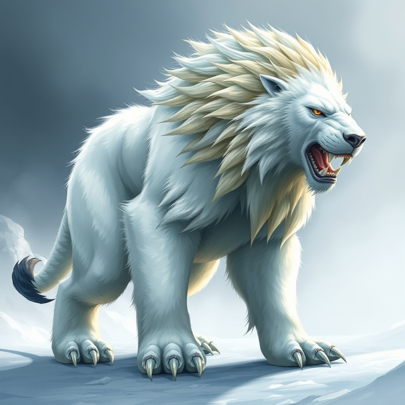 Majestic Mythical Creature: Lion and Polar Bear Blend Majestic Mythical Creature: Lion and Polar Bear Blend