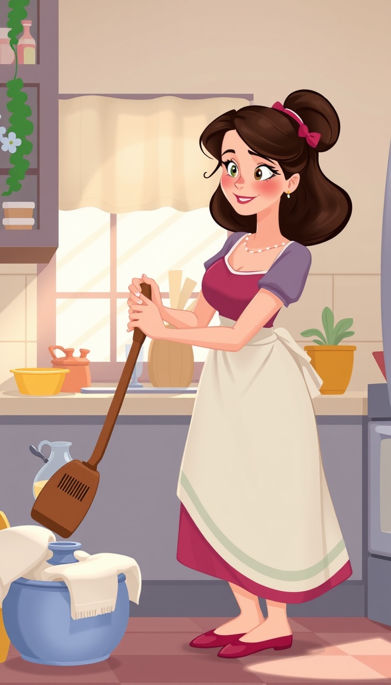 Disney-Style Woman Doing Household Chores Disney-Style Woman Doing Household Chores