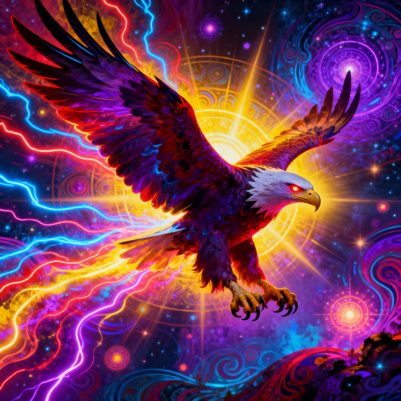 Psychedelic Eagle in Flight: Art of Freedom Psychedelic Eagle in Flight: Art of Freedom