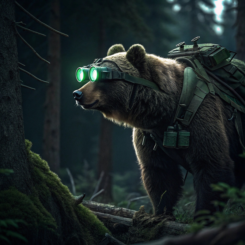 Military Bear in Night Vision Goggles Military Bear in Night Vision Goggles
