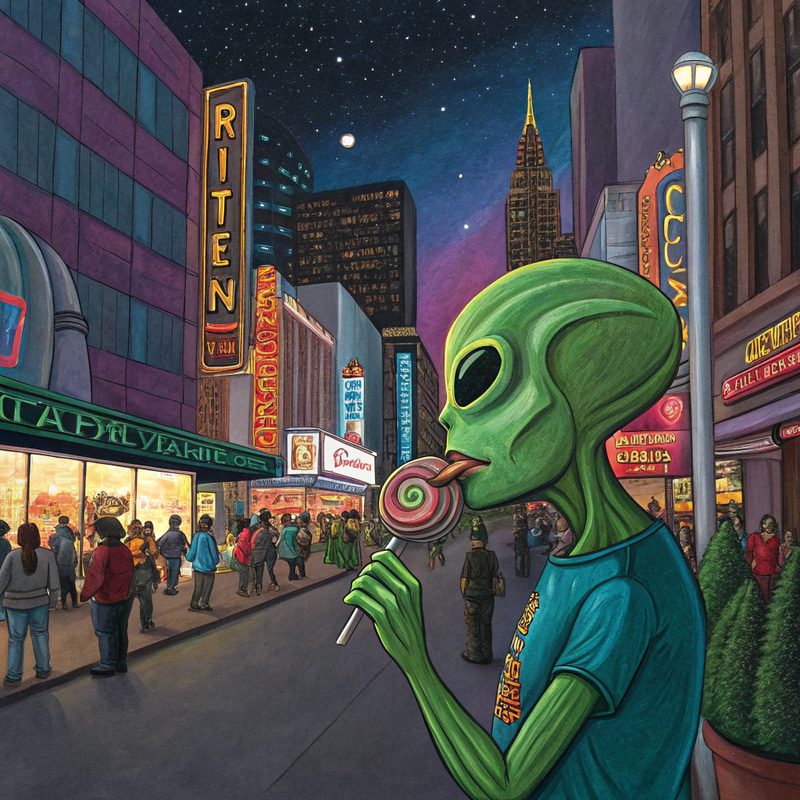 Alien Candy Encounter: A Vibrant Sci-Fi Scene Alien Candy Encounter: A Vibrant Sci-Fi Scene