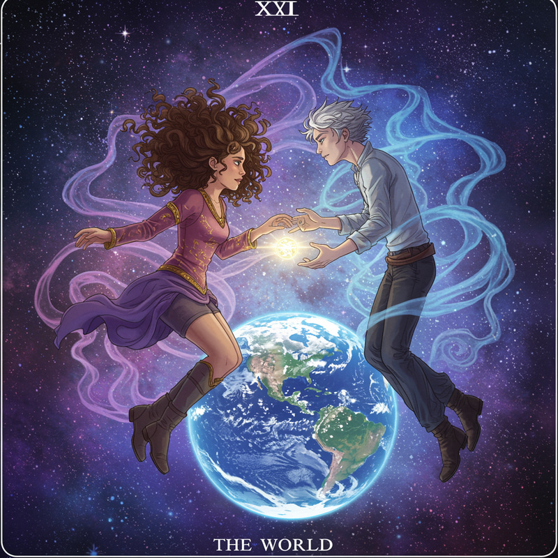 The World Tarot Card Illustration - Cosmic Connection The World Tarot Card Illustration - Cosmic Connection