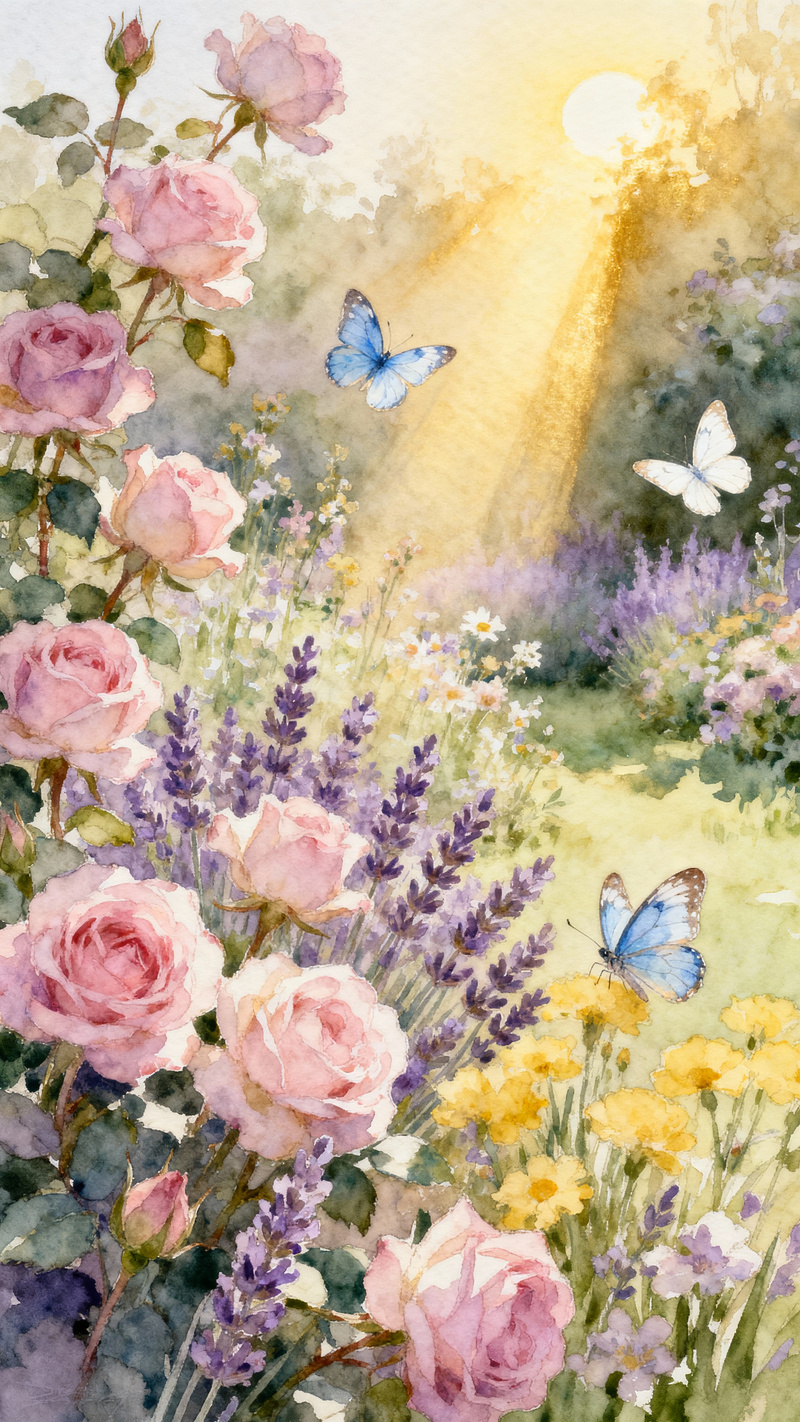 Elegant Spring Garden Watercolor for 81st Birthday Elegant Spring Garden Watercolor for 81st Birthday