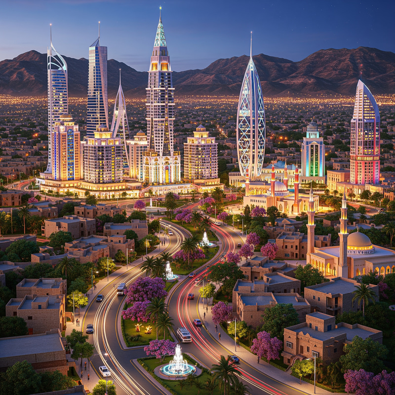 Stunning Bosaso Skyline at Night - A Visual Delight